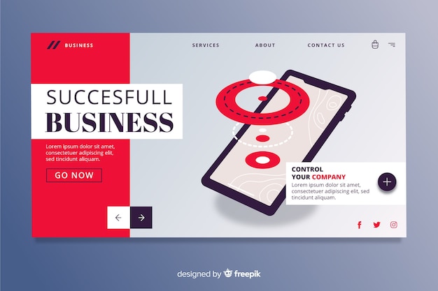 Vector gratuito página de inicio de negocios exitosa