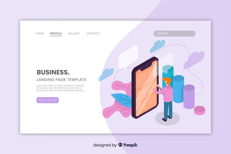 Vector gratuito página de inicio de negocios isométrica moderna
