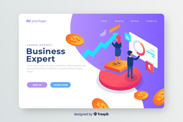 Página de inicio de negocios isométrica