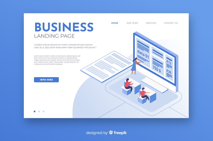 Vector gratuito página de inicio de negocios isométrica