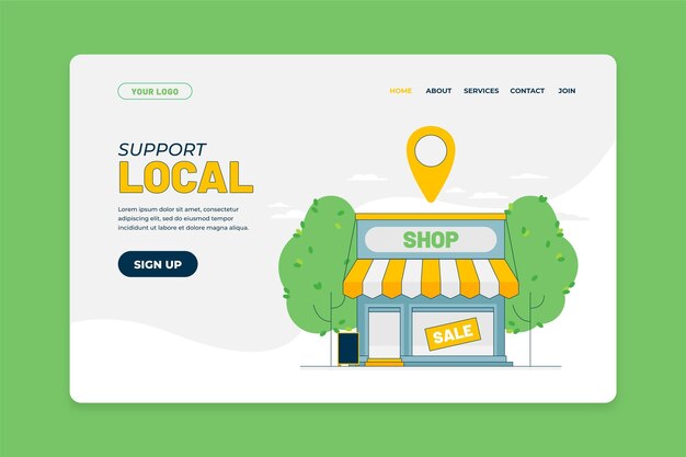 Vector gratuito página de inicio de negocios locales