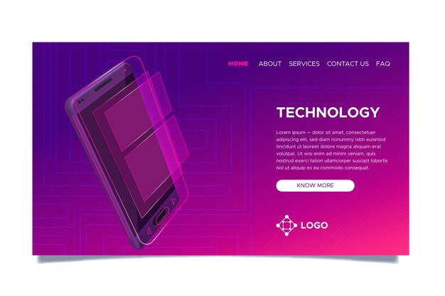Página de inicio de neón con teléfono inteligente