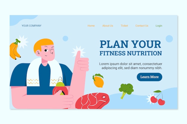 Vector gratuito página de inicio de nutrición fitness dibujada a mano