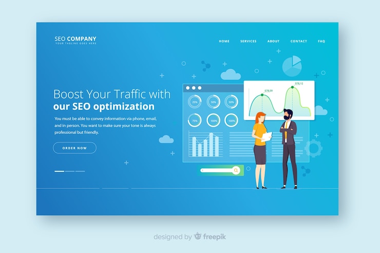 Vector gratuito página de inicio de optimización seo