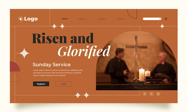 Página de inicio de oración de la iglesia de diseño plano