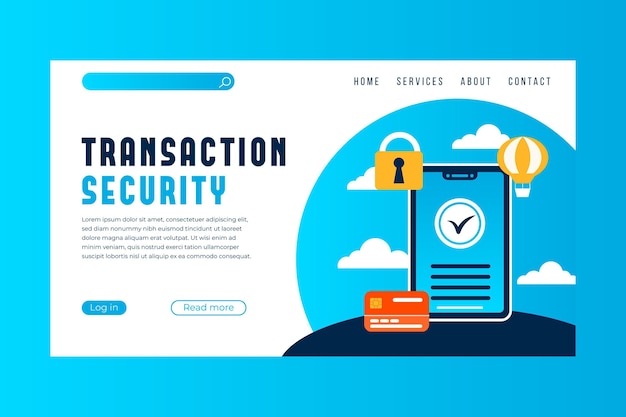 Vector gratuito página de inicio de pago de seguridad de transacción