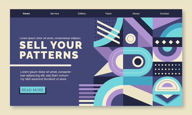 Vector gratuito página de inicio de patrón geométrico de diseño plano