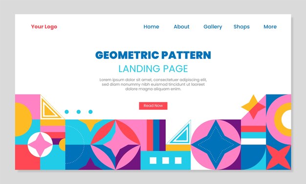 Página de inicio de patrón geométrico de diseño plano