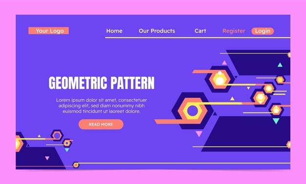 Página de inicio de patrón geométrico de diseño plano