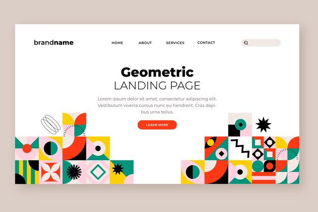 Página de inicio de patrón geométrico de diseño plano