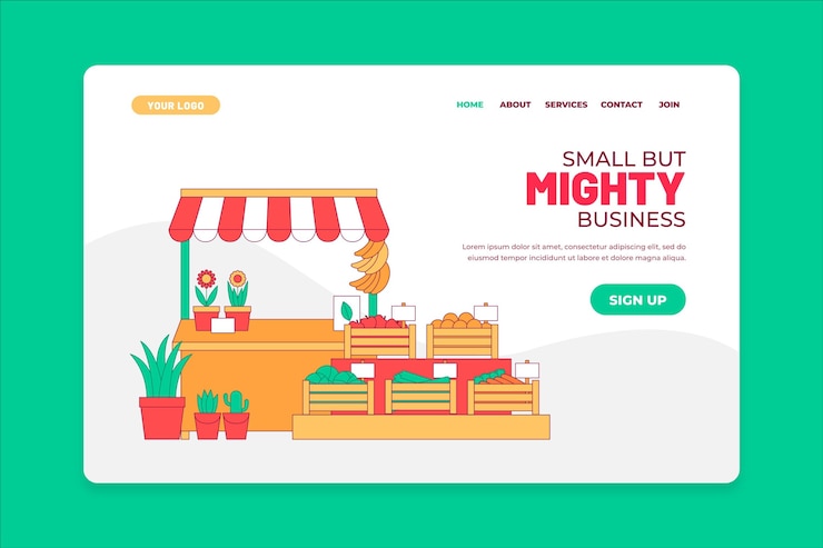 Vector gratuito página de inicio de pequeñas empresas