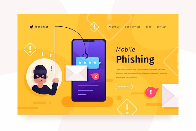 Vector gratuito página de inicio de phishing móvil