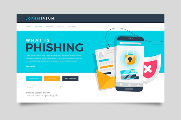 Vector gratuito página de inicio de phishing móvil