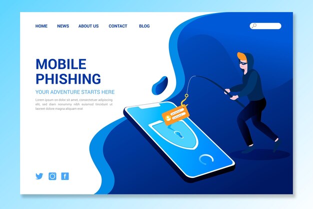 Página de inicio de phishing móvil