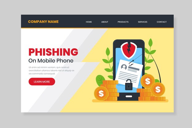 Página de inicio de phishing en teléfonos inteligentes