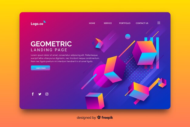Página de inicio de piezas geométricas 3D