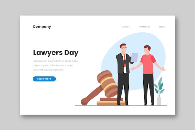 Vector gratuito página de inicio plana del día de los abogados