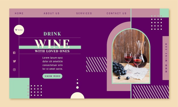 Vector gratuito página de inicio plana de la fiesta del vino