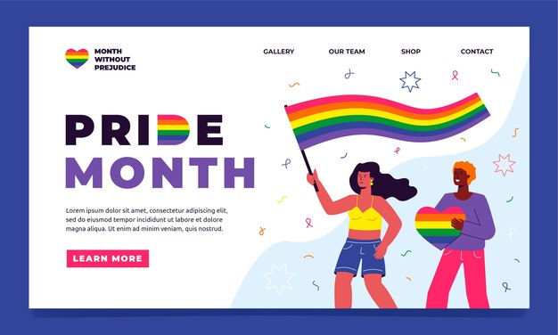 Página de inicio plana del mes del orgullo