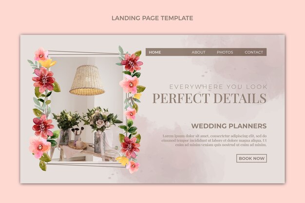 Vector gratuito página de inicio del planificador de bodas en acuarela