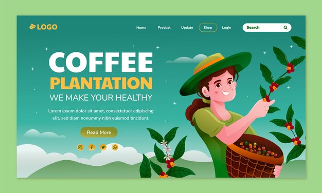 Página de inicio de la plantación de café degradado
