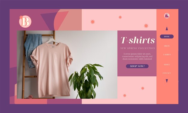 Página de inicio de plantilla de boutique mínima de diseño plano