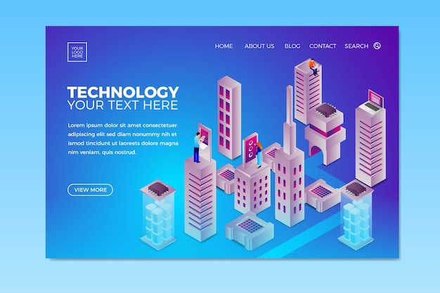 Vector gratuito página de inicio de plantilla de concepto de tecnología
