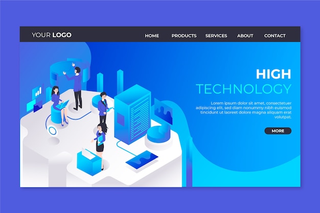 Vector gratuito página de inicio de plantilla de concepto de tecnología