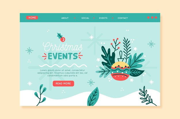 Página de inicio de plantilla de evento navideño