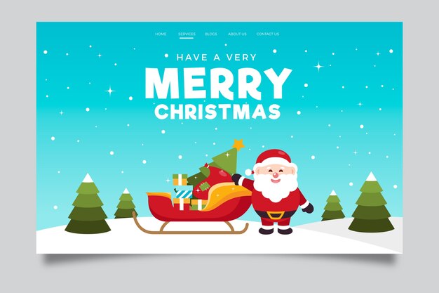 Página de inicio de plantilla de Navidad de diseño plano