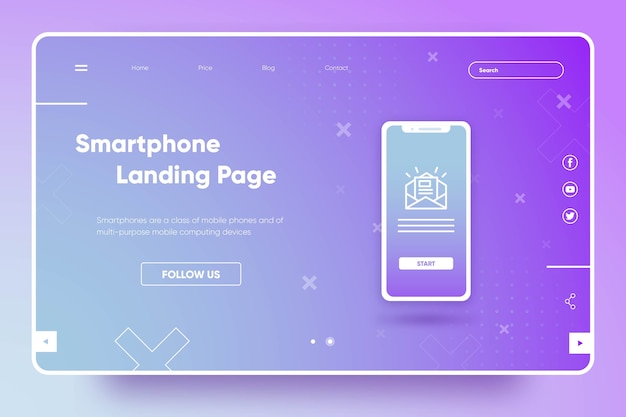 Página de inicio de plantilla con teléfono inteligente