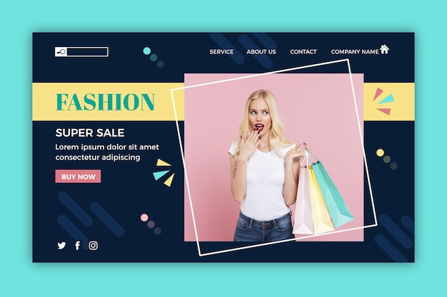 Vector gratuito página de inicio de la plantilla de venta de moda