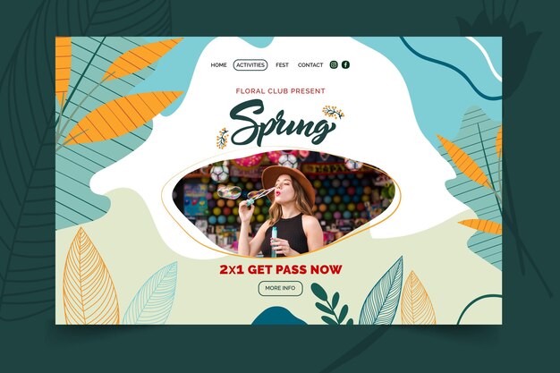 Página de inicio de primavera de diseño plano