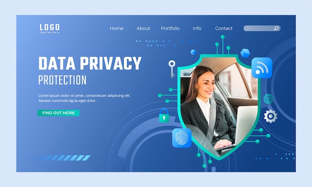 Vector gratuito página de inicio de privacidad de datos degradados