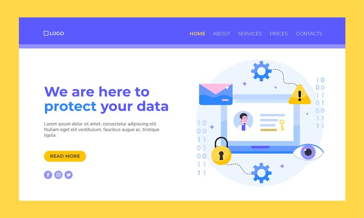 Vector gratuito página de inicio de privacidad de datos de diseño plano