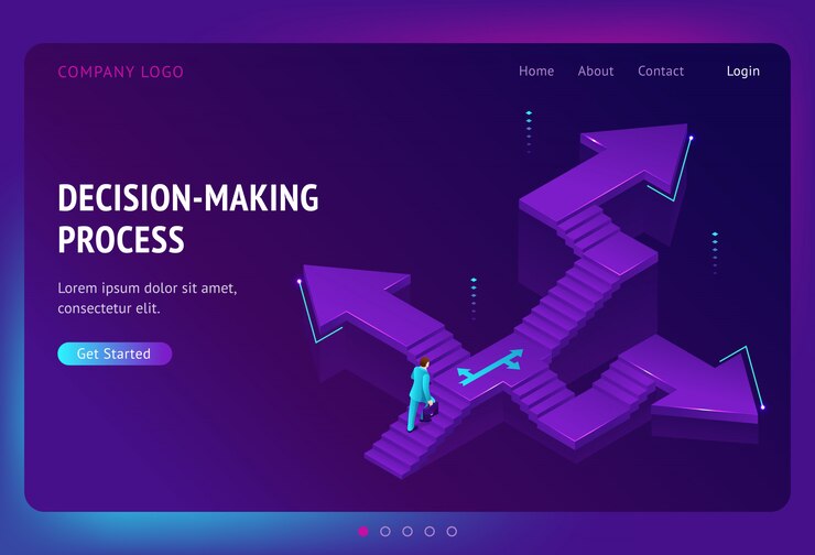 Vector gratuito página de inicio del proceso de toma de decisiones