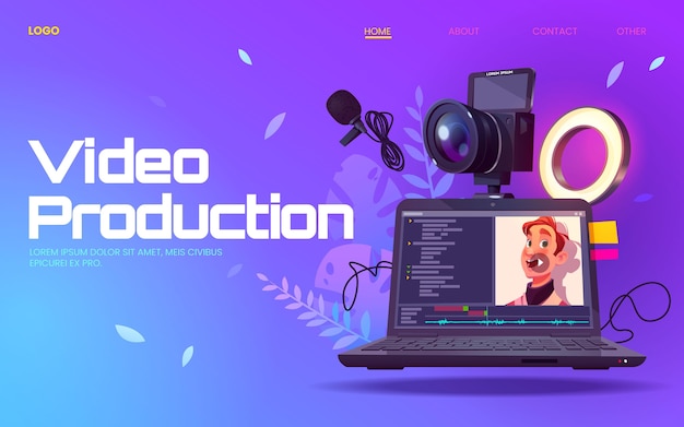 Vector gratuito página de inicio de producción de video