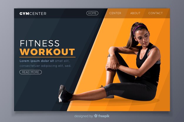 Página de inicio de promoción de entrenamiento de gimnasio de fitness