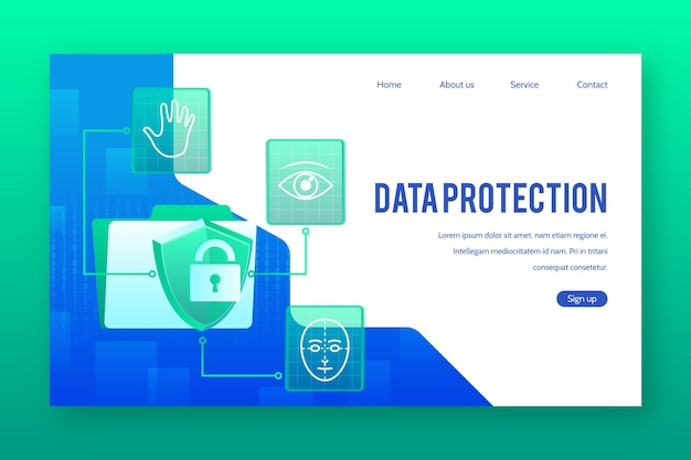 Vector gratuito página de inicio de protección de datos