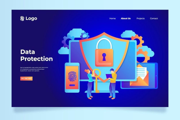 Vector gratuito página de inicio de protección de datos