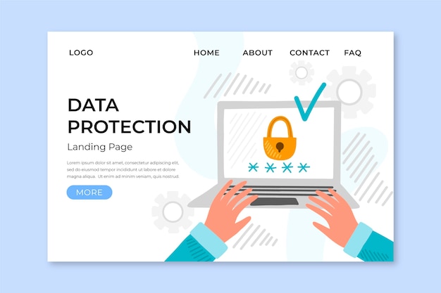 Vector gratuito página de inicio de protección de datos