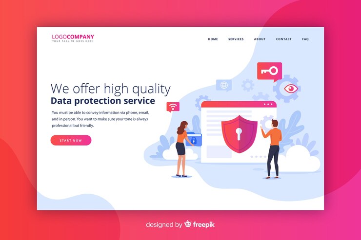 Vector gratuito página de inicio de protección de datos