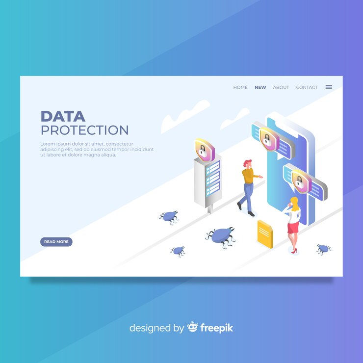 Vector gratuito página de inicio de protección de datos
