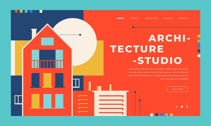 Vector gratuito página de inicio del proyecto de arquitectura mínima.