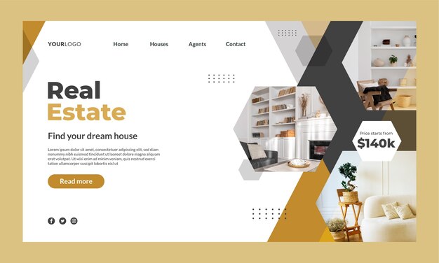 Página de inicio de proyectos inmobiliarios de diseño plano