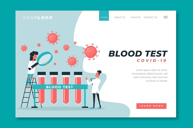 Vector gratuito página de inicio de prueba de covid-19