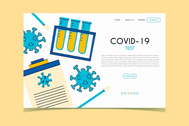 Vector gratuito página de inicio de prueba de covid-19