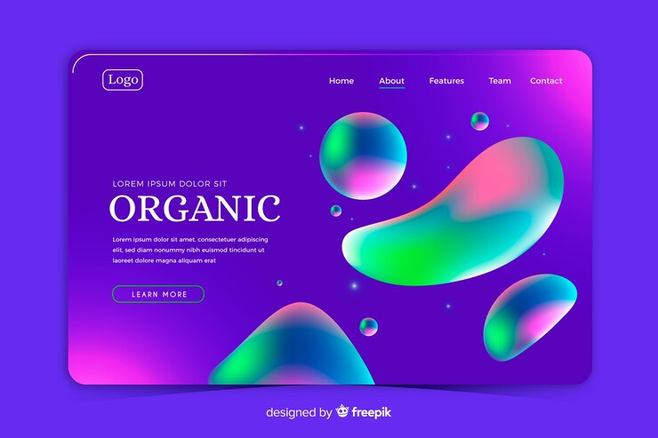 Vector gratuito página de inicio púrpura en estilo líquido