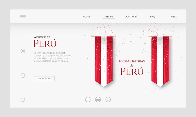 Vector gratuito página de inicio realista de fiestas patrias perú