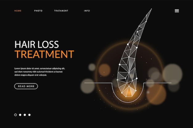 Vector gratuito página de inicio realista del tratamiento de la caída del cabello